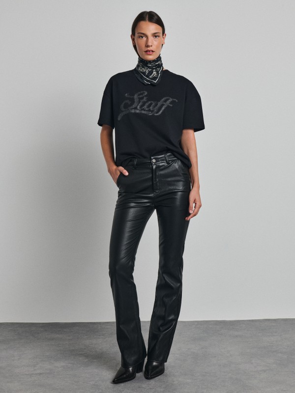 Ronda Woman Kick Flare  Eco Leather Pant 