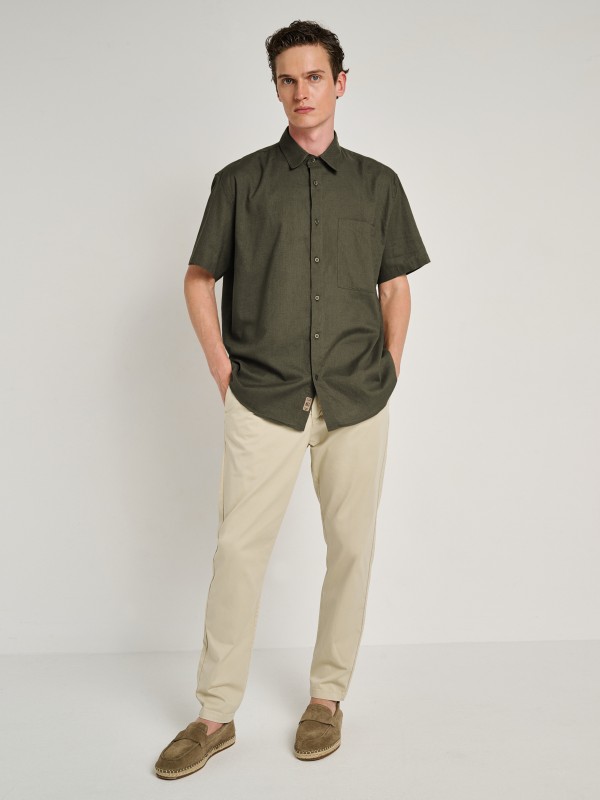 Grant Man Shirt Linen Short Sleeve