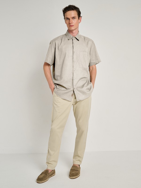 Grant Man Shirt Linen Short Sleeve