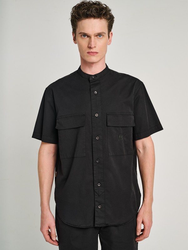 Led Man Shirt Mao Collar Short Sleeve