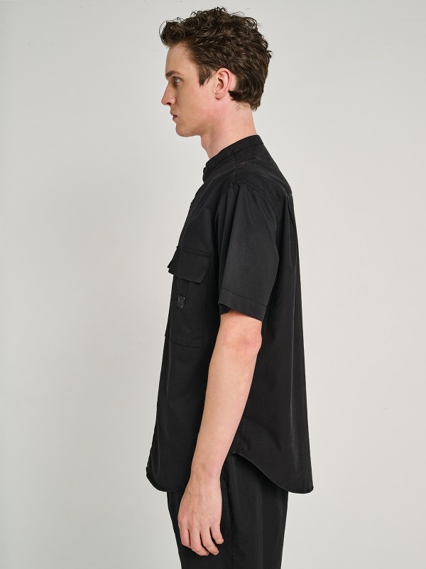 Led Man Shirt Mao Collar Short Sleeve