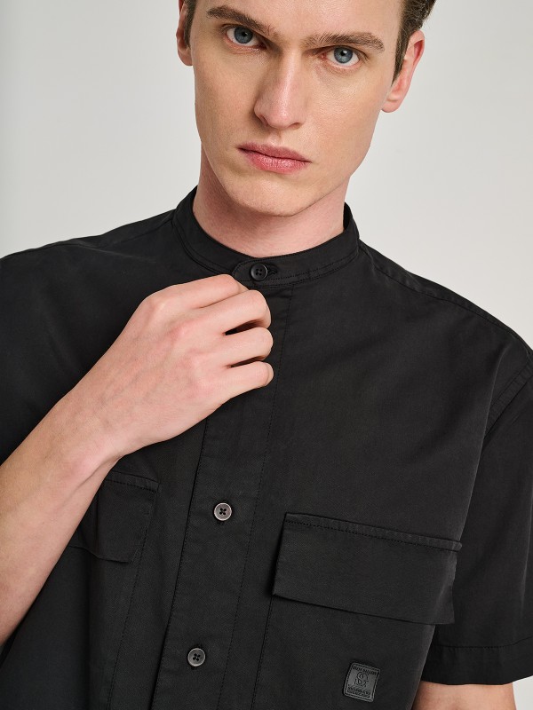 Led Man Shirt Mao Collar Short Sleeve