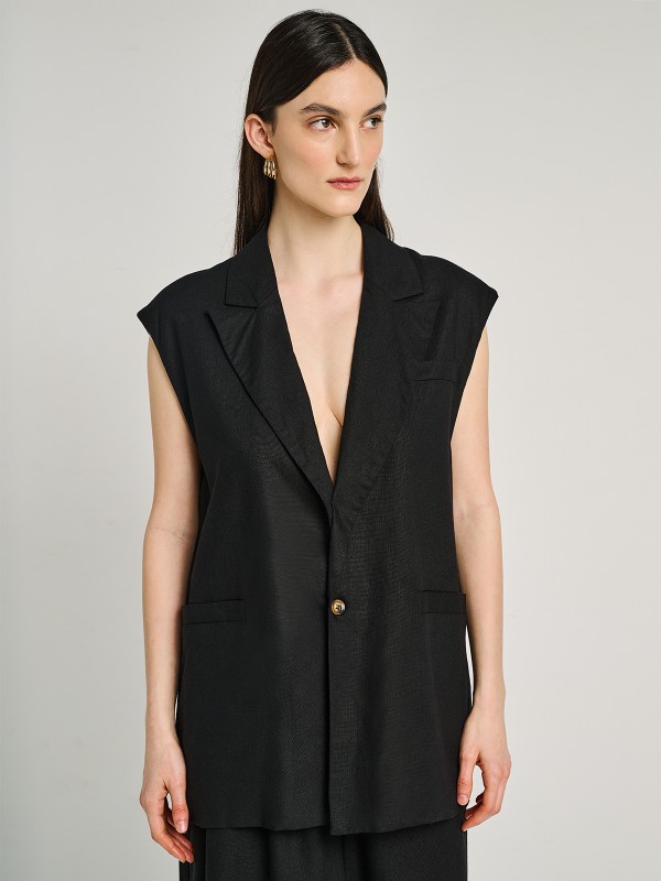 Holly Linen Long Vest 